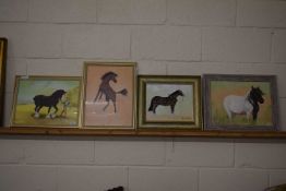 Study of a Shire horse, framed and glazed together with three other horse studies