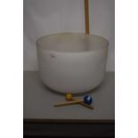 A large glass singing bowl, approx 46cm diameter