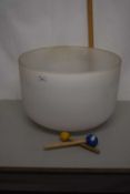 A large glass singing bowl, approx 46cm diameter