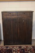 Stained pine side cabinet, 111cm wide