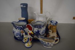 Mixed Lot: Assorted ceramics to include blue and white Willow pattern jugs, vases and others etc