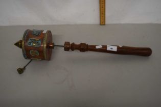 Tibetan style spinning prayer wheel