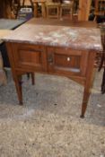 An oak marble topped wash stand