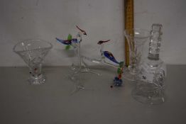 Quantity of glass ware to include bell, spill vases and glass animals
