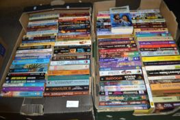 Two boxes of various paperback books