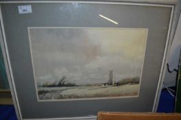Douglas Hosea - Near Corton, watercolour, framed and glazed