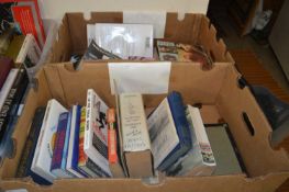 Two boxes of mixed books to include shipping interest