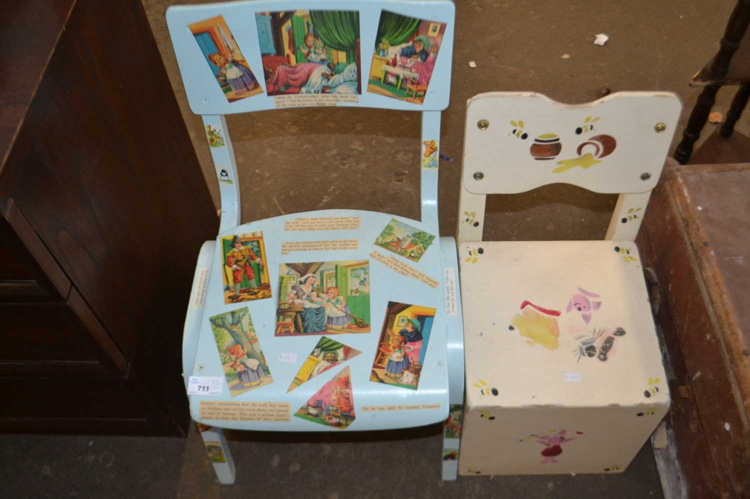 Two painted children's chairs