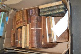 One box of antiquarian leather bound books