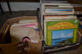 Two boxes of various assorted records and LP's