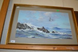 Norman Pelley, a Cornish seascape, framed and glazed