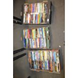 Three boxes of various paperback books