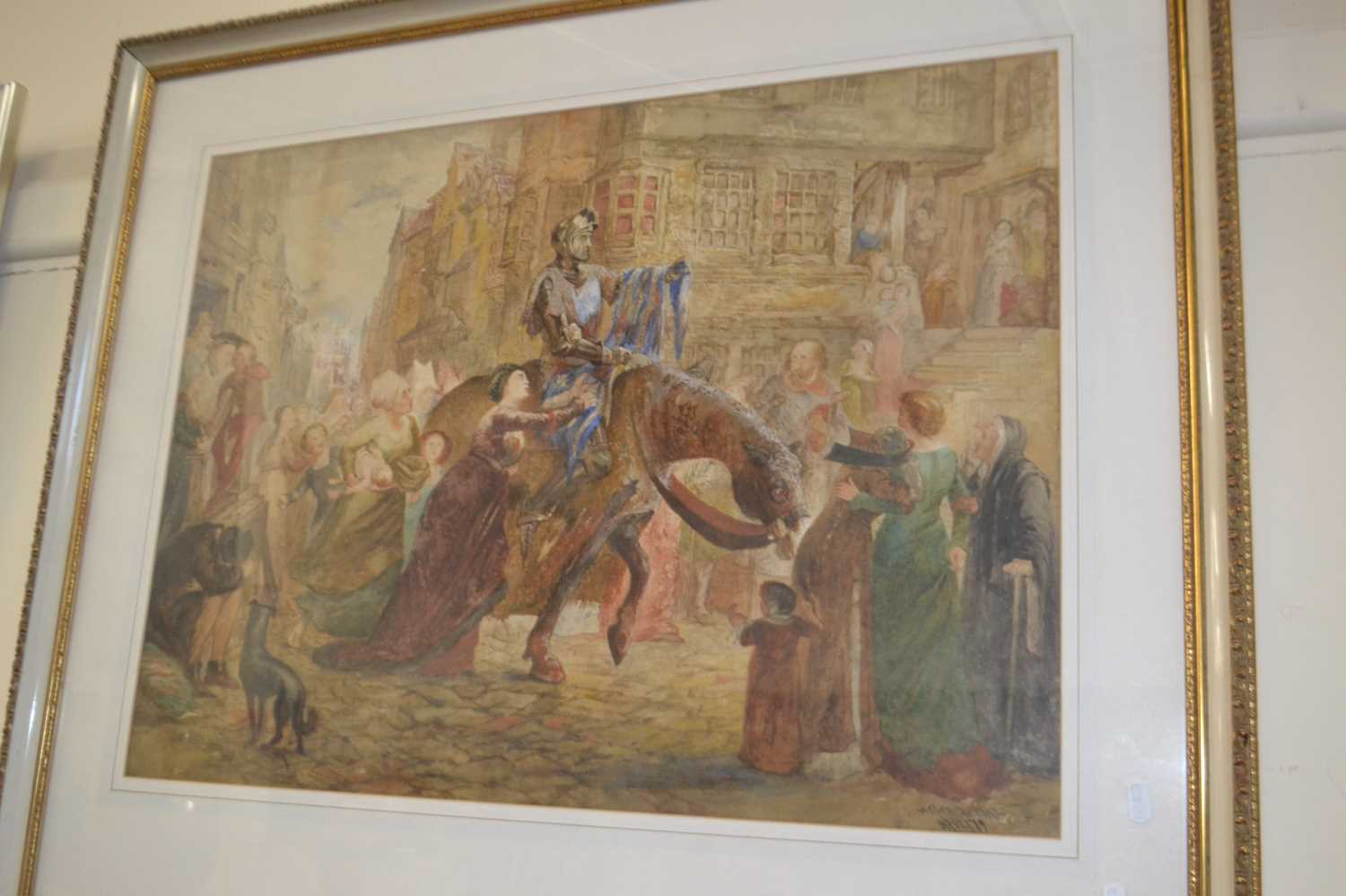 British School, 20th century, street procession scene (possibly Don Quixote), watercolour, - Image 2 of 9
