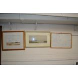 Mixed Lot: Ronald Crampton watercolour study of a rural view, Linbold, study of a river scene and