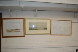 Mixed Lot: Ronald Crampton watercolour study of a rural view, Linbold, study of a river scene and