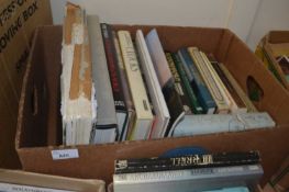Box of various books including historical interest, Country Life Dictionary of Clocks etc
