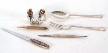 Mixed Lot: Two white metal (925) enamel mouse walking boot ornament, hallmarked silver christening