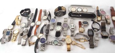 A large quantity of wristwatches, makers include Lorus, Sekonda, Oris and Citron