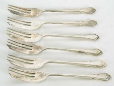 Set of six Chippendale pattern pastry forks, Sheffield 1969, makers mark for J B Chatterley & Sons