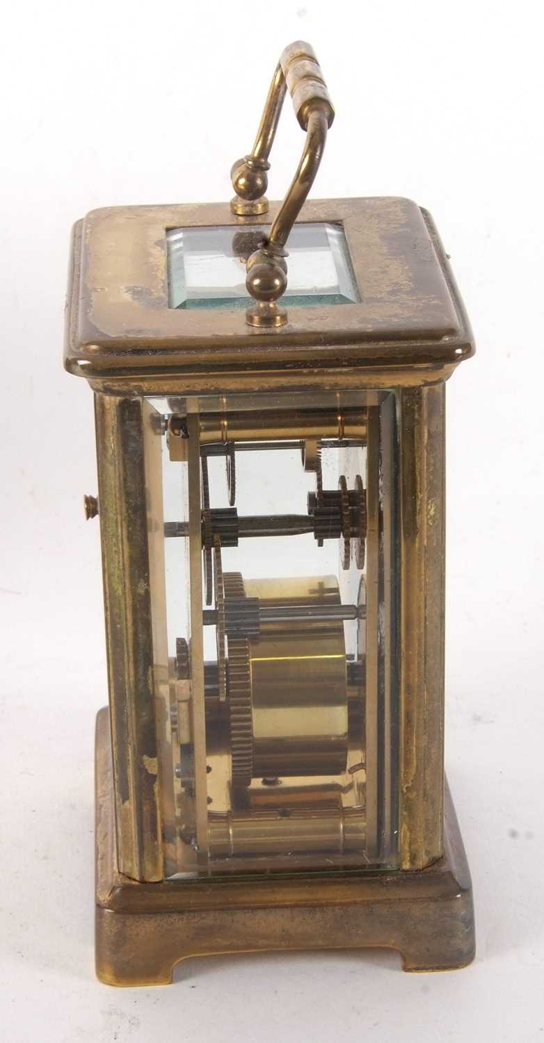 A four glass carriage clock with fitted box, it has a key wound movement, the key is also present, a - Image 6 of 10