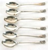 Six Chester silver teaspoons with shell decorated handles, three hallmarked for 1912, three for