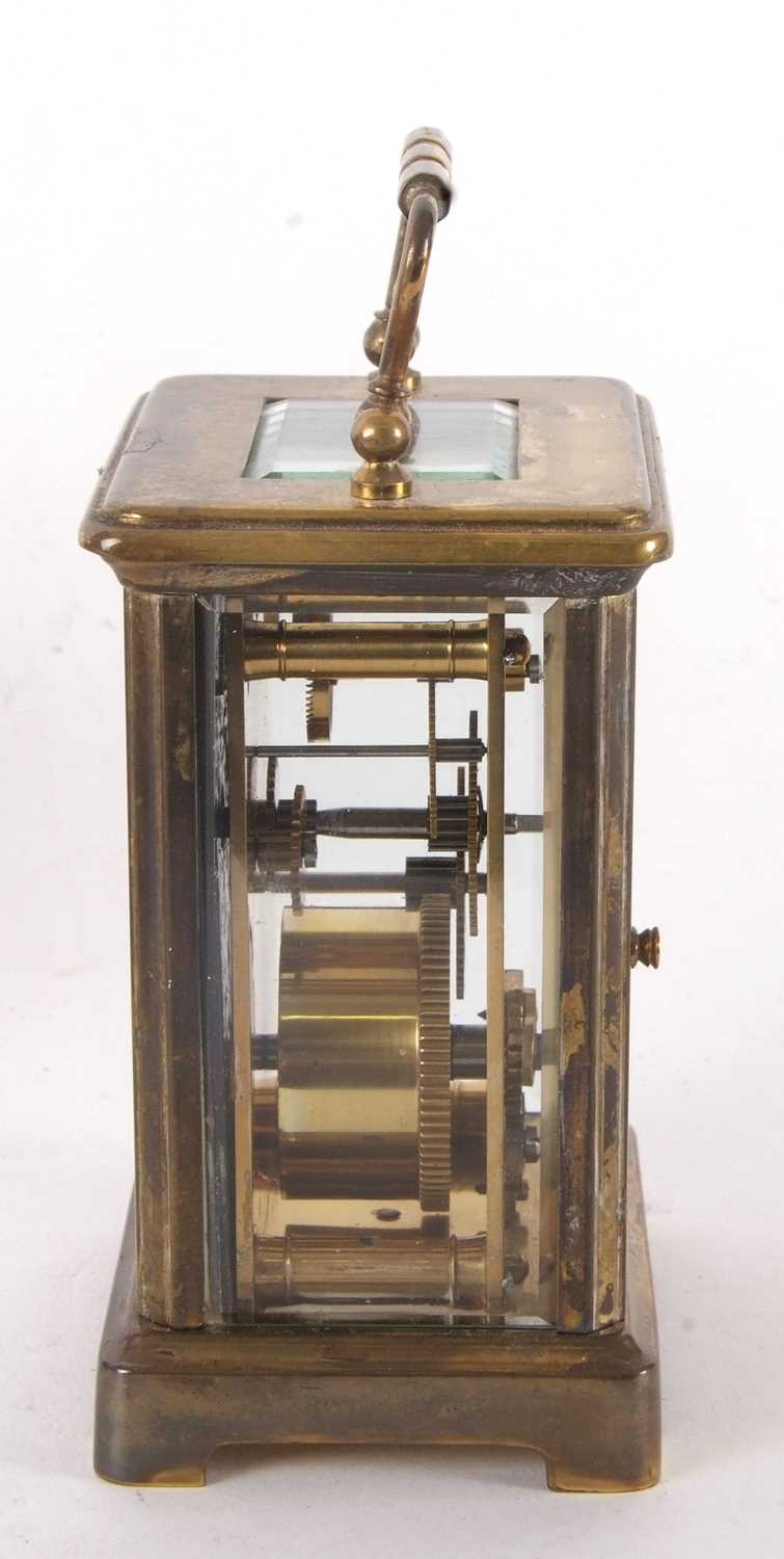 A four glass carriage clock with fitted box, it has a key wound movement, the key is also present, a - Image 3 of 10