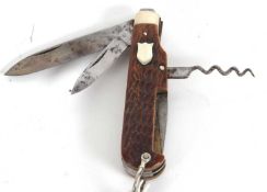 W. Morton & Sons of Sheffield four blade pocket knife, stag horn handle, 8.5cm long
