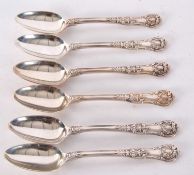 A set of six Victorian Queens pattern silver teaspoons, double struck, hallmarked London 1839,