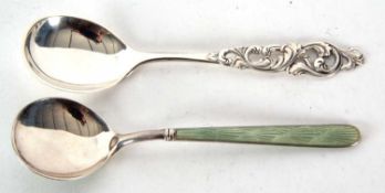 Mixed Lot: An 830S vintage Norway, Bergen,Brodrene Lohne Ornate Demitasse spoon, 13cm long, together