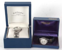Two gents wristwatches, one Tissot quartz with a white dial and silver coloured hands, hour