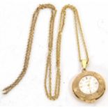 A Bvler pendant watch with chain, the watch has a manually crown wound 17 jewel movement, a silver