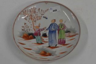A New Hall dish decorated with the boy and bug pattern, 21cm diameter