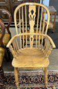 A Victorian light elm and ash stick back Windsor chair with H formed stretcher and turned legs (Item