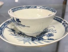 A Liverpool porcelain bowl and cover with blue and white Chinoiserie design