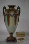 A 19th Century Royal Worcester vase of aesthetic design (lacking cover) together with a small