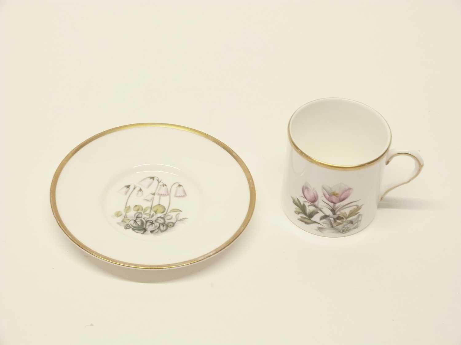 Royal Worcester coffee set comprising six coffee cans and saucers all with printed and painted - Image 6 of 7