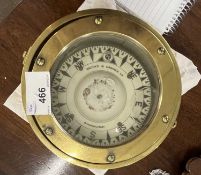Brooks & Hawkes Ltd Birmingham brass cased gimbal compass mounted on the end of a British post