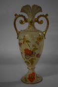 A late 19th Century Worcester style vase decorated with poppies, 30cm high