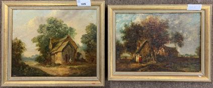 British school (circa 19th century), Pair of landscape / rural scenes, oil on board / canvas,