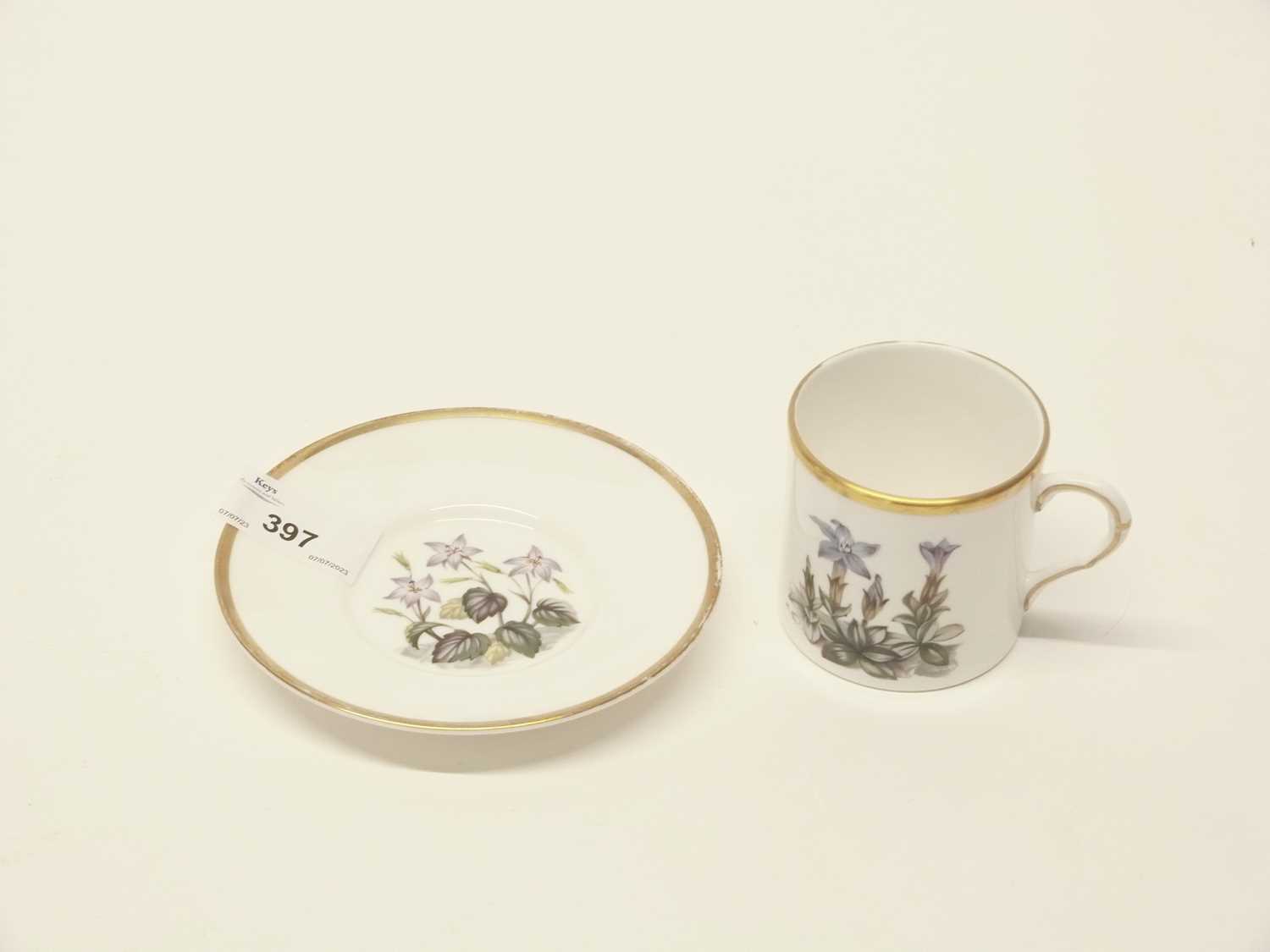 Royal Worcester coffee set comprising six coffee cans and saucers all with printed and painted - Image 5 of 7