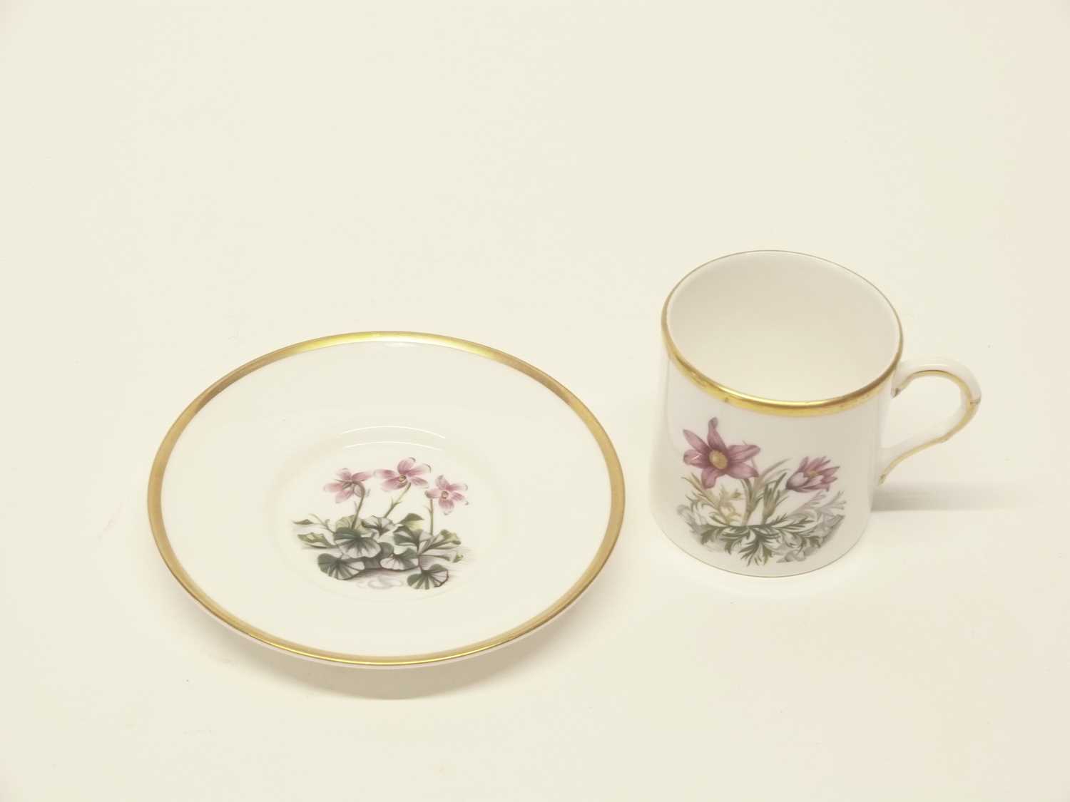Royal Worcester coffee set comprising six coffee cans and saucers all with printed and painted - Image 7 of 7