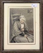 Attributed to Robert Dighton RA (British, 1752-1814), Portrait of a seated elderly lady,