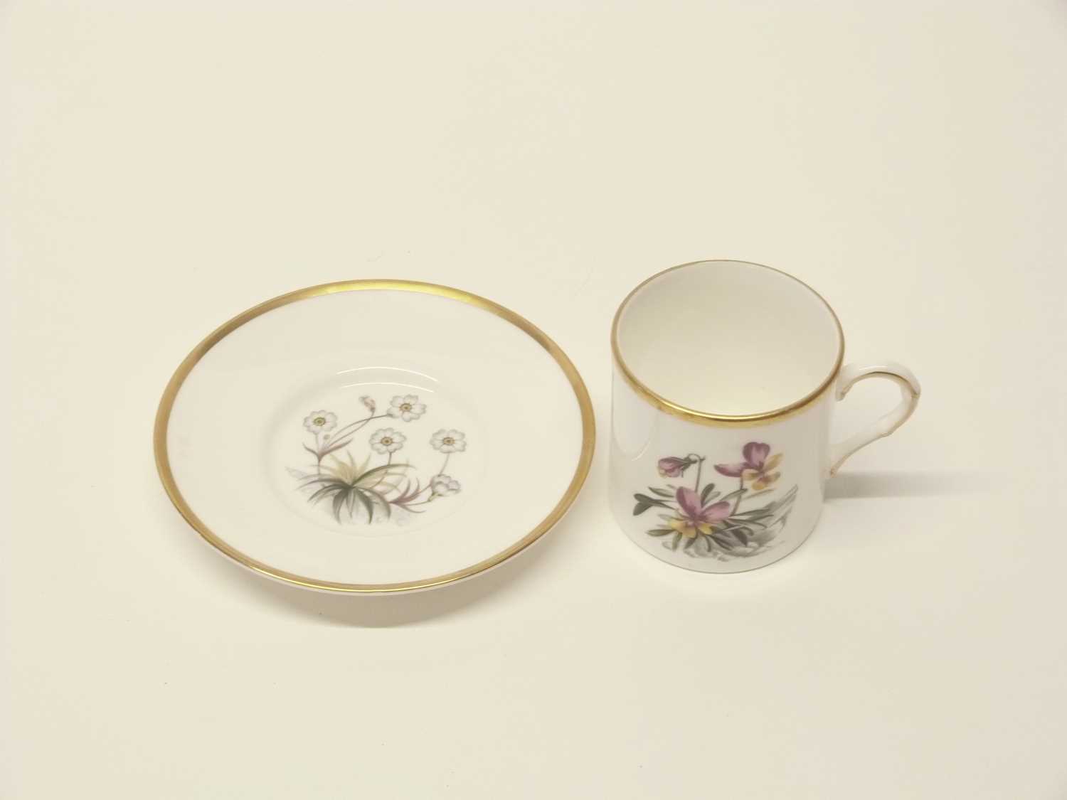Royal Worcester coffee set comprising six coffee cans and saucers all with printed and painted - Image 3 of 7