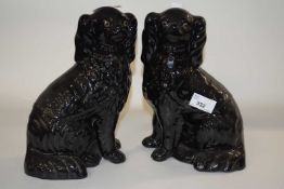 Pair of black coloured Staffordshire dogs, 26cm high