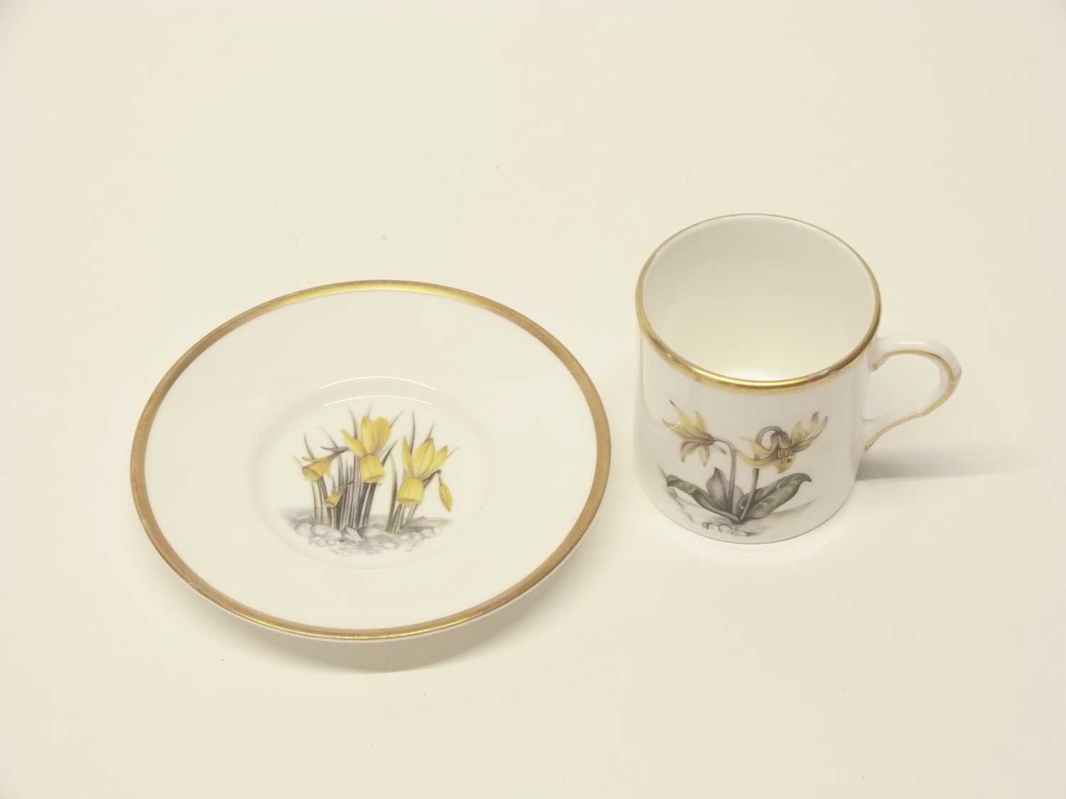 Royal Worcester coffee set comprising six coffee cans and saucers all with printed and painted - Image 2 of 7