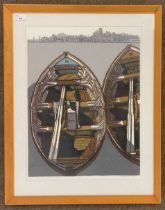 H.J.Jackson (British, contemporary), 'North Norfolk Beach', linocut, signed and dated '70,