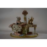 A large Capodimonte porcelain model entitled Pianiste, sculpted by Giovanni Galli with factory