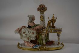 A large Capodimonte porcelain model entitled Pianiste, sculpted by Giovanni Galli with factory