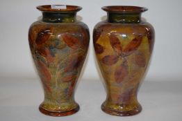 A pair of Royal Doulton natural foliage ware vases of baluster form, 28cm high