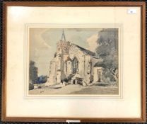 Arthur E. Davies RBA RCA (1893-1988), "Costessey Church, Norfolk", watercolour and ink, signed,